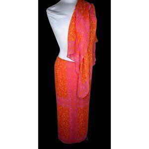 Finity Studio Silk Maxi Skirt W/ Train or Shoulder Scarf Cottagecore 12 NEW Line